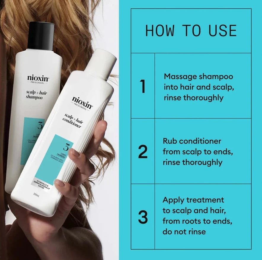 Nioxin Scalp & Hair Thickening System Kit 3 - For Colour Treated Hair With Light Thinning