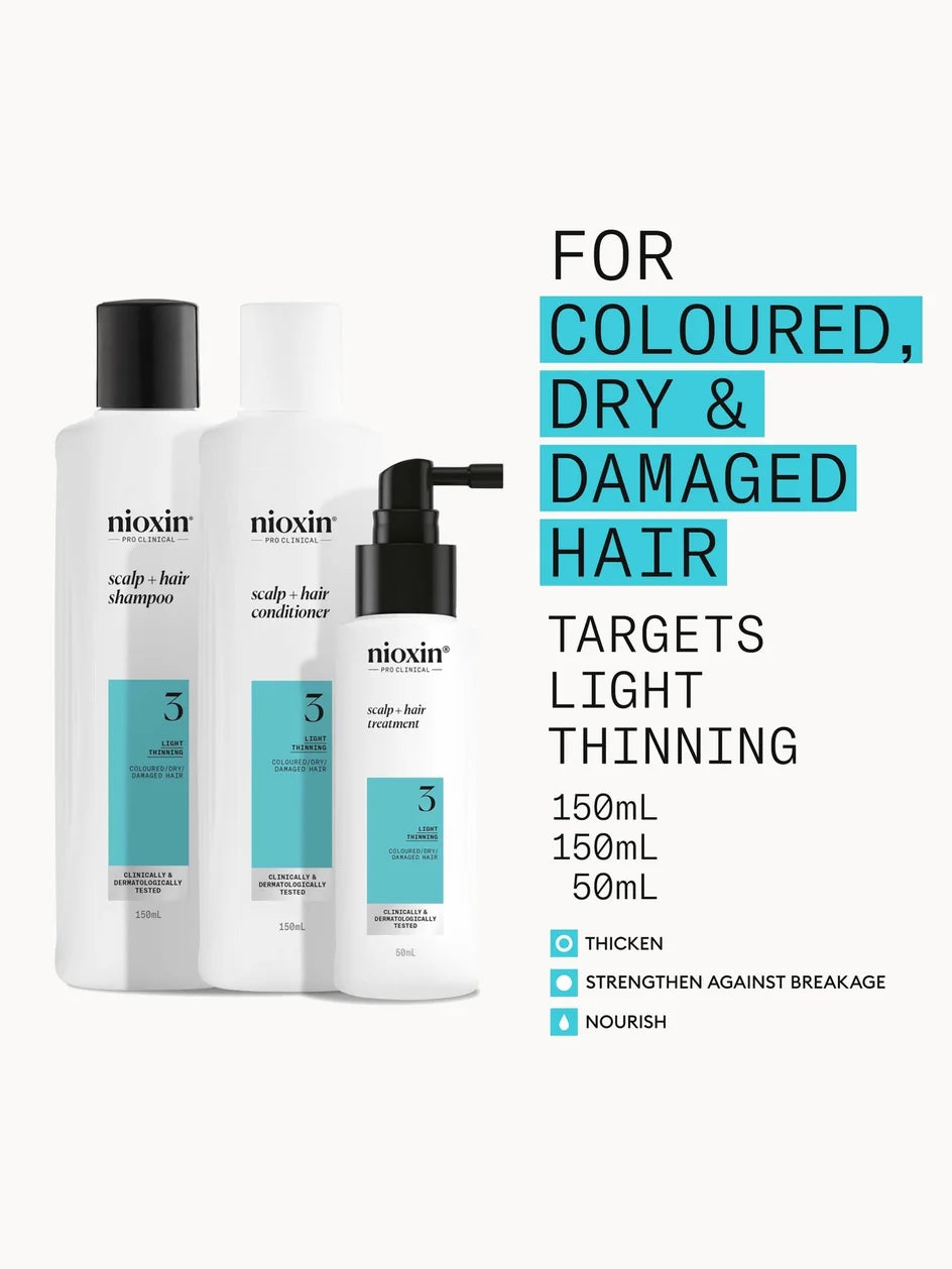 Nioxin Scalp & Hair Thickening System Kit 3 - For Colour Treated Hair With Light Thinning